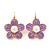 Lilac Enamel Faux Pearl 'Daisy' Drop Earrings In Gold Plating - 4cm Diameter