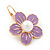 Lilac Enamel Faux Pearl 'Daisy' Drop Earrings In Gold Plating - 4cm Diameter - view 6