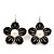 Black Enamel Faux Pearl 'Daisy' Drop Earrings In Silver Plating - 4cm Diameter
