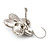 Black Enamel Faux Pearl 'Daisy' Drop Earrings In Silver Plating - 4cm Diameter - view 4