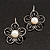 Black Enamel Faux Pearl 'Daisy' Drop Earrings In Silver Plating - 4cm Diameter - view 6