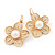 Light Cream Enamel Faux Pearl 'Daisy' Drop Earrings In Gold Plating - 4cm Diameter - view 4