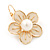 Light Cream Enamel Faux Pearl 'Daisy' Drop Earrings In Gold Plating - 4cm Diameter - view 2