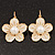 Light Cream Enamel Faux Pearl 'Daisy' Drop Earrings In Gold Plating - 4cm Diameter - view 5
