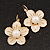 Light Cream Enamel Faux Pearl 'Daisy' Drop Earrings In Gold Plating - 4cm Diameter - view 6