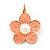 Peach Enamel Faux Pearl 'Daisy' Drop Earrings In Gold Plating - 4cm Diameter - view 3