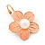 Peach Enamel Faux Pearl 'Daisy' Drop Earrings In Gold Plating - 4cm Diameter - view 4