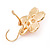Peach Enamel Faux Pearl 'Daisy' Drop Earrings In Gold Plating - 4cm Diameter - view 5