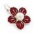 Red Enamel Faux Pearl 'Daisy' Drop Earrings In Silver Plating - 4cm Diameter - view 5
