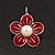 Red Enamel Faux Pearl 'Daisy' Drop Earrings In Silver Plating - 4cm Diameter - view 4