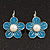 Blue Enamel Faux Pearl 'Daisy' Drop Earrings In Silver Plating - 4cm Diameter - view 2