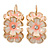 C-Shape White/ Light Pink Enamel 'Floral' Earrings In Gold Plating - 3cm Length - view 5