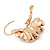 C-Shape White/ Light Pink Enamel 'Floral' Earrings In Gold Plating - 3cm Length - view 7