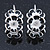 C-Shape White/ Black Enamel Floral Earrings In Silver Tone With Leverback Closure - 30mm L - view 3
