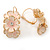 C-Shape Cream/ Light Pink Enamel Floral Earrings In Silver Tone With Leverback Closure - 30mm L - view 7