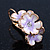 C-Shape White/ Lavender Enamel 'Floral' Earrings In Gold Plating - 3cm Length - view 3