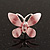 Small Pink Enamel 'Butterfly' Stud Earrings In Silver Plating - 2cm Length - view 2