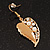 Gold Plated Beige Enamel Crystal & Simulated Pearl 'Leaf' Drop Earrings - 5cm Length - view 4