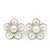 White Enamel Faux Pearl 'Daisy' Stud Earrings In Silver Plating - 3cm Diameter