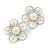 White Enamel Faux Pearl 'Daisy' Stud Earrings In Silver Plating - 3cm Diameter - view 5