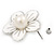 White Enamel Faux Pearl 'Daisy' Stud Earrings In Silver Plating - 3cm Diameter - view 4