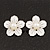 White Enamel Faux Pearl 'Daisy' Stud Earrings In Silver Plating - 3cm Diameter - view 2