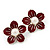 Red Enamel Faux Pearl 'Daisy' Stud Earrings In Silver Plating - 3cm Diameter - view 2