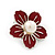 Red Enamel Faux Pearl 'Daisy' Stud Earrings In Silver Plating - 3cm Diameter - view 3