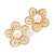 Light Cream Enamel Faux Pearl 'Daisy' Stud Earrings In Gold Plating - 3cm Diameter - view 3