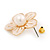 Light Cream Enamel Faux Pearl 'Daisy' Stud Earrings In Gold Plating - 3cm Diameter - view 5