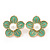 Lime Enamel Faux Pearl 'Daisy' Stud Earrings In Gold Plating - 3cm Diameter