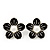 Black Enamel Faux Pearl 'Daisy' Stud Earrings In Silver Plating - 3cm Diameter
