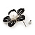 Black Enamel Faux Pearl 'Daisy' Stud Earrings In Silver Plating - 3cm Diameter - view 4