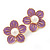 Lilac Enamel Faux Pearl 'Daisy' Stud Earrings In Gold Plating - 3cm Diameter - view 2