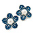 Sky Blue Enamel Faux Pearl 'Daisy' Stud Earrings In Silver Plating - 3cm Diameter - view 2