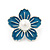 Sky Blue Enamel Faux Pearl 'Daisy' Stud Earrings In Silver Plating - 3cm Diameter - view 3