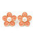 Peach Enamel Faux Pearl 'Daisy' Stud Earrings In Gold Plating - 3cm Diameter - view 3