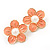 Peach Enamel Faux Pearl 'Daisy' Stud Earrings In Gold Plating - 3cm Diameter - view 4