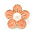Peach Enamel Faux Pearl 'Daisy' Stud Earrings In Gold Plating - 3cm Diameter - view 5