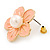 Peach Enamel Faux Pearl 'Daisy' Stud Earrings In Gold Plating - 3cm Diameter - view 6
