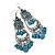 Long Blue Bead Diamante Chandelier Earring In Silver Plating - 10.5cm Drop - view 2