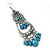 Long Blue Bead Diamante Chandelier Earring In Silver Plating - 10.5cm Drop - view 3