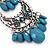 Long Blue Bead Diamante Chandelier Earring In Silver Plating - 10.5cm Drop - view 4