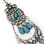 Long Blue Bead Diamante Chandelier Earring In Silver Plating - 10.5cm Drop - view 5