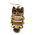 Vintage Blue Enamel 'Owl' Drop Earrings In Antique Gold Metal - 5.5cm Length - view 5