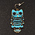 Vintage Blue Enamel 'Owl' Drop Earrings In Antique Gold Metal - 5.5cm Length - view 3