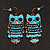 Vintage Blue Enamel 'Owl' Drop Earrings In Antique Gold Metal - 5.5cm Length - view 2