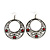 Burn Silver Filigree Hoop Earrings With Red Stone - 6.5cm Drop - view 2