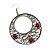 Burn Silver Filigree Hoop Earrings With Red Stone - 6.5cm Drop - view 3