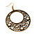 Burn Gold Filigree Hoop Earrings With White Stone - 6.5cm Drop - view 3